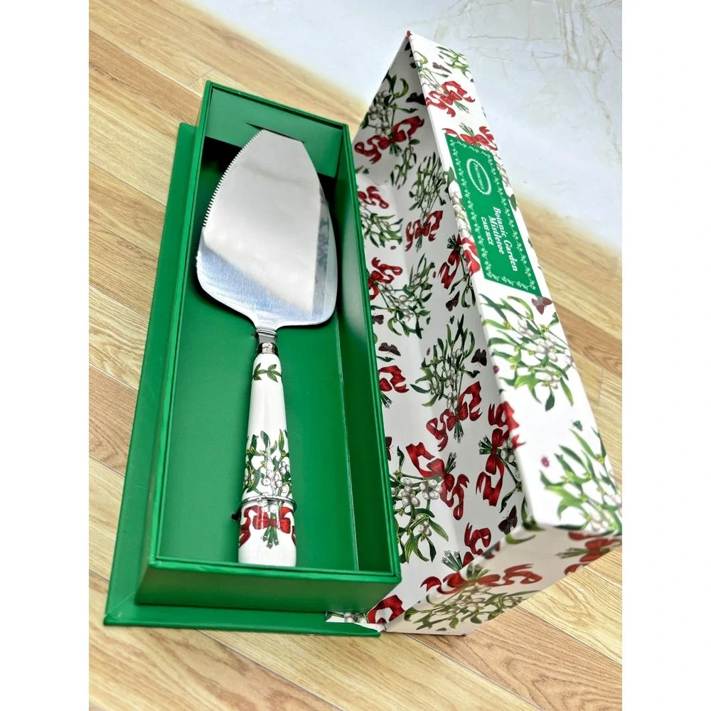Portmeirion Botanic Garden Serving Cake Slice Mistletoe Porcelain Handle‎ NEW